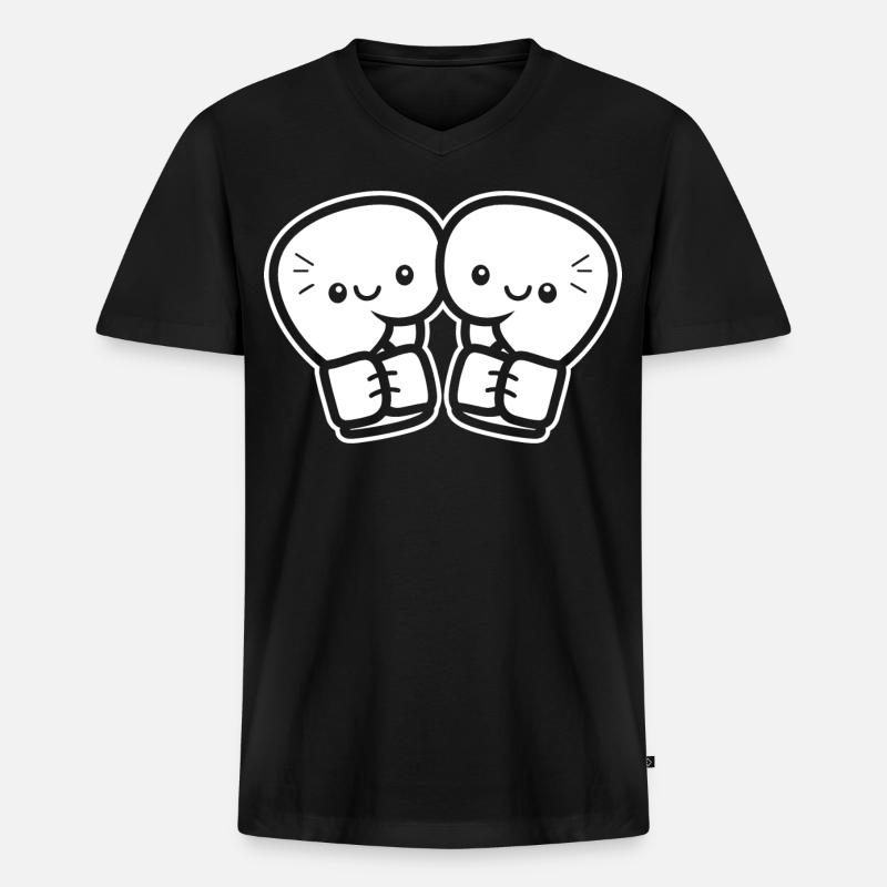 Lustige Boxhandschuhe - Männer Premium Bio T-Shirt mit V-Ausschnitt - Schwarz