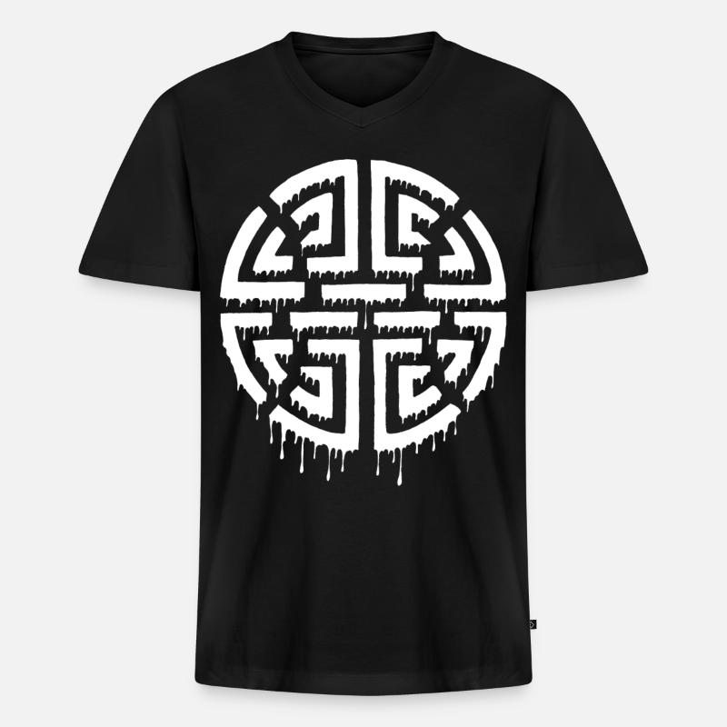 Graffiti eines roten Labyrinths - Männer Premium Bio T-Shirt mit V-Ausschnitt - Schwarz