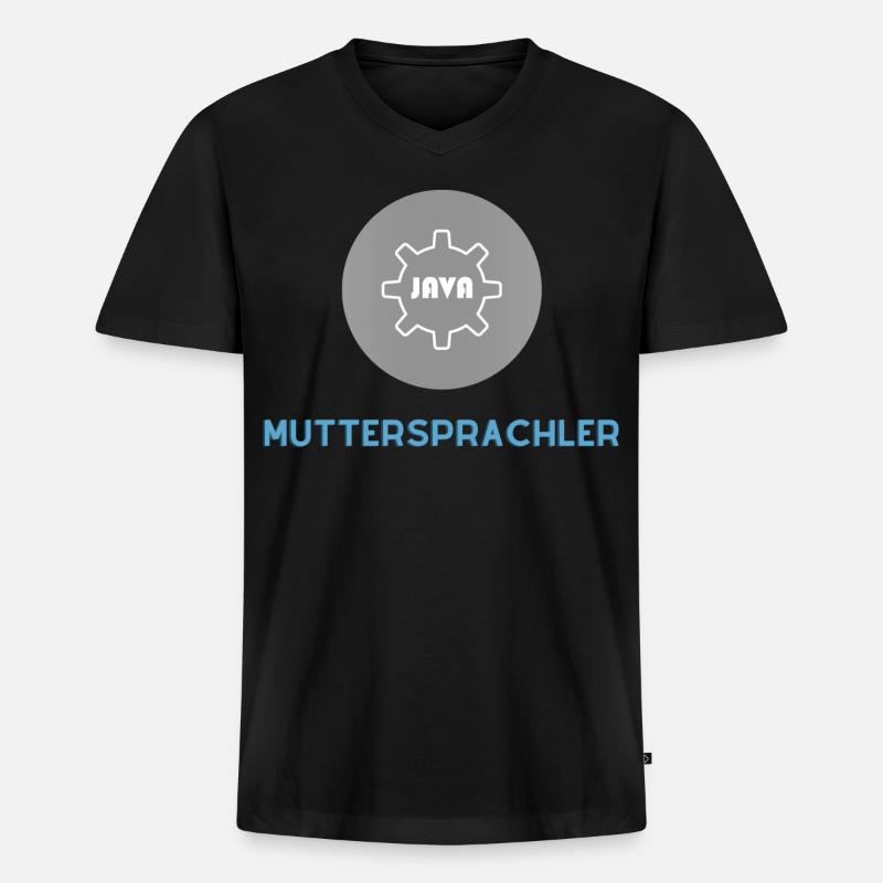 Muttersprachler: JavaScript Edition - Männer Premium Bio T-Shirt mit V-Ausschnitt - Schwarz