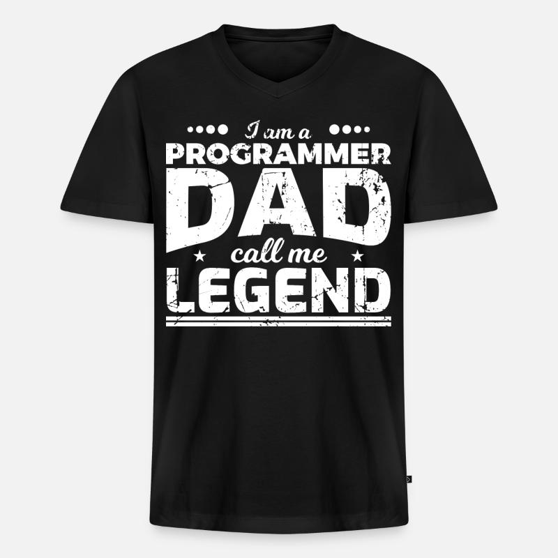 Coder Papa - Männer Premium Bio T-Shirt mit V-Ausschnitt - Schwarz