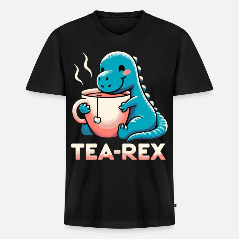 Tee Rex Tee-Rex Teetrinker Geschenk - Männer Premium Bio T-Shirt mit V-Ausschnitt - Schwarz