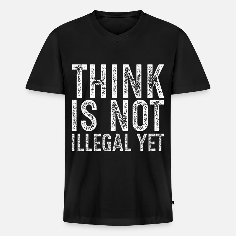 Denken ist noch nicht illegal - Männer Premium Bio T-Shirt mit V-Ausschnitt - Schwarz