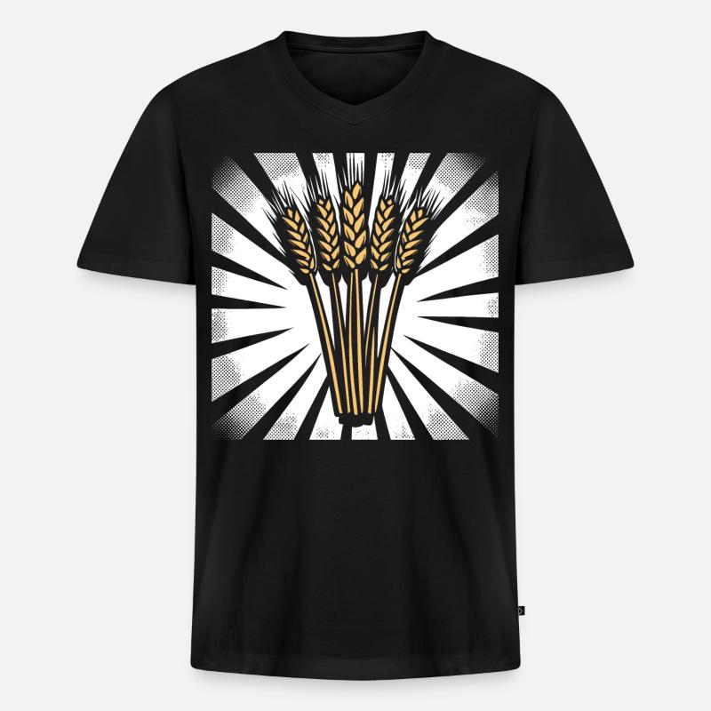 5 Weizenähren Highlight Gold - Männer Premium Bio T-Shirt mit V-Ausschnitt - Schwarz