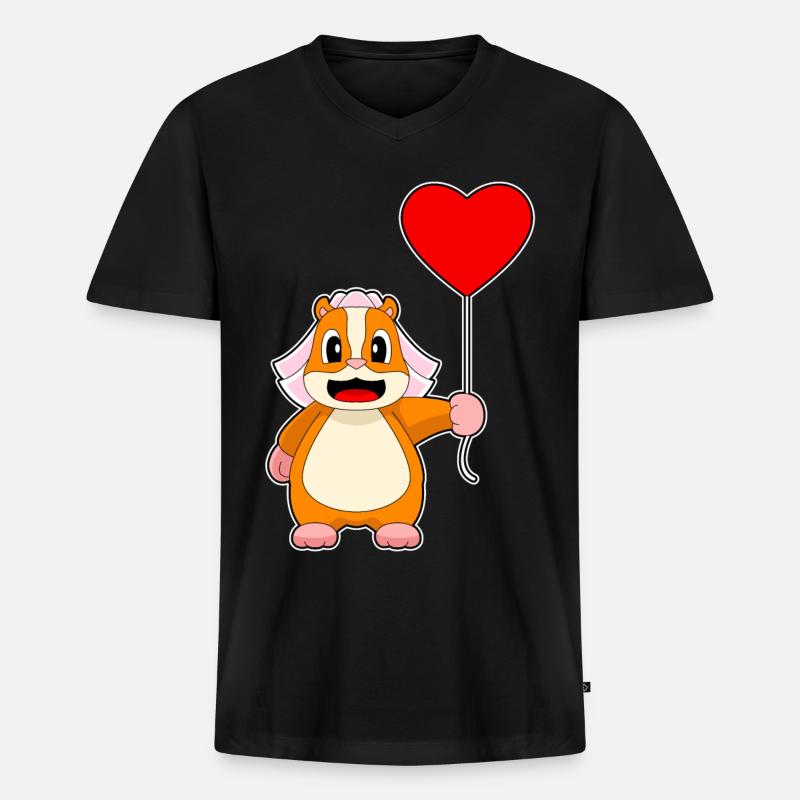 Hamster Braut Herz Hochzeit - Männer Premium Bio T-Shirt mit V-Ausschnitt - Schwarz