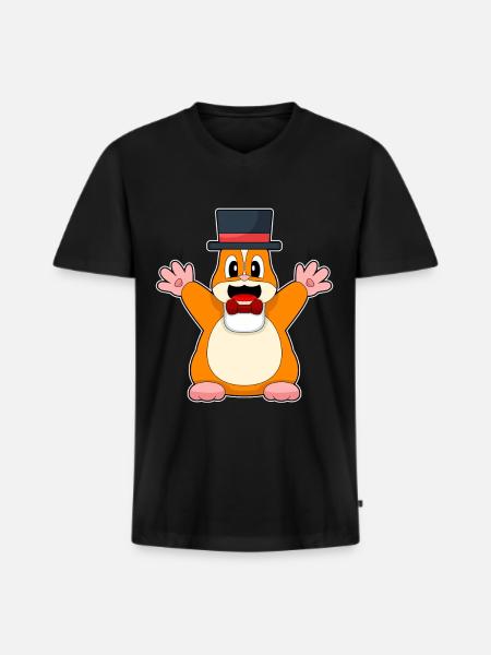 Hamster Groom Top Hat Wedding - Men's Premium Organic T-shirt with V-neck - black
