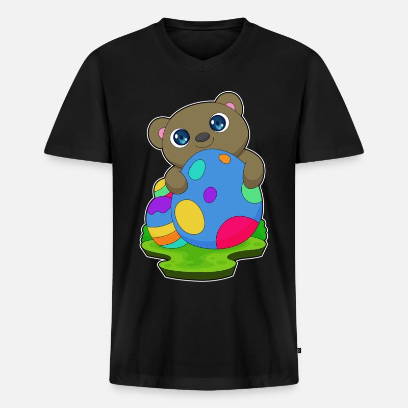 Bär Ostern Ostereier - Männer Premium Bio T-Shirt mit V-Ausschnitt - Schwarz