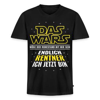 Rente Das wars - Endlich Rentner ich jetzt bin - Männer Premium Bio T-Shirt mit V-Ausschnitt - Schwarz - Vorne - Nico (187cm)