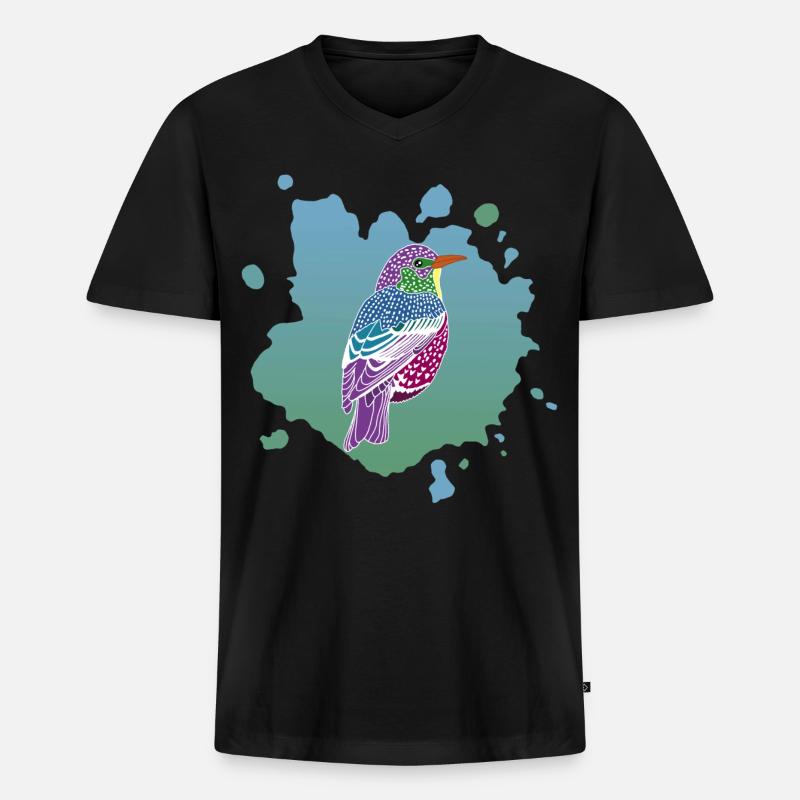 Traum von einem Vogel - Männer Premium Bio T-Shirt mit V-Ausschnitt - Schwarz