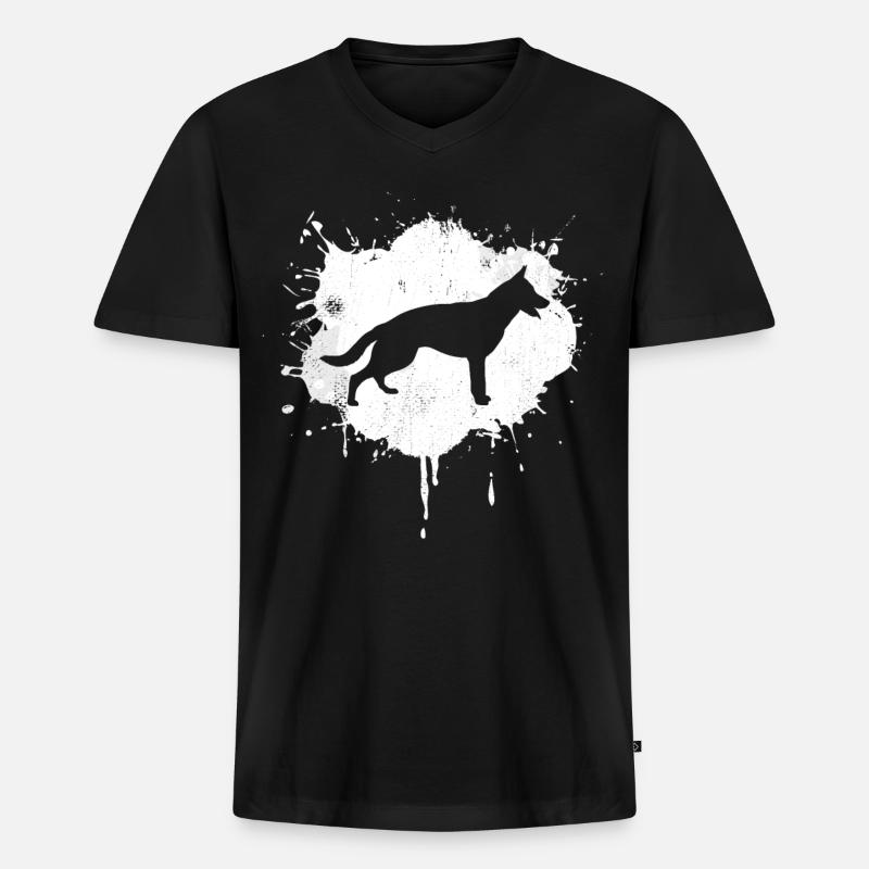 Schäferhund - Männer Premium Bio T-Shirt mit V-Ausschnitt - Schwarz