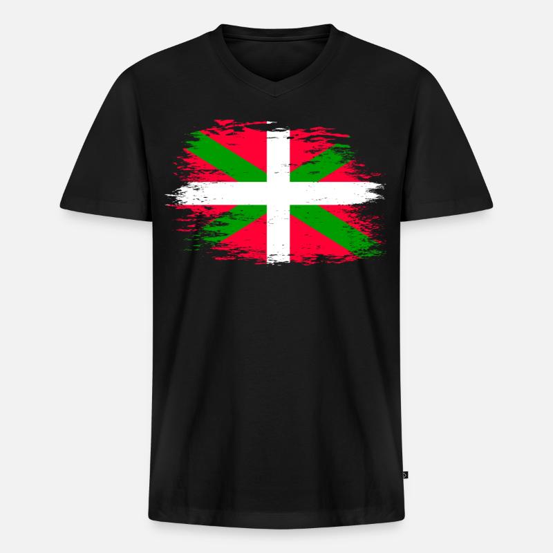 Drapeau basque utilisé - T-shirt encolure en V Premium bio Homme - noir