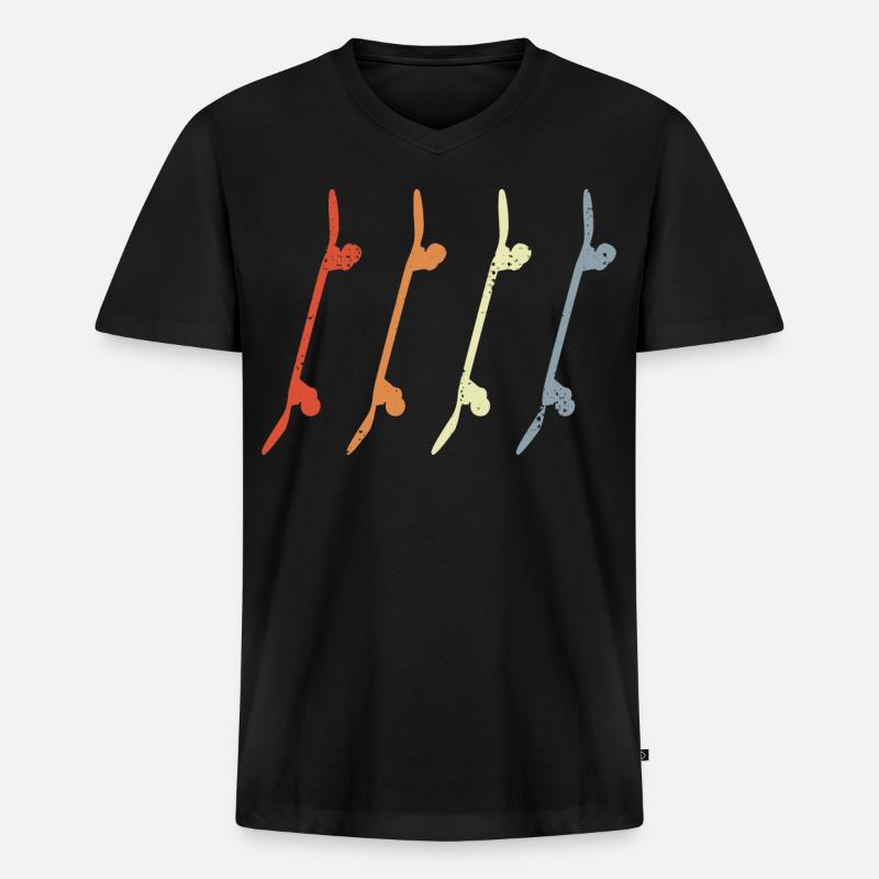Skateboards Retro Look - Männer Premium Bio T-Shirt mit V-Ausschnitt - Schwarz
