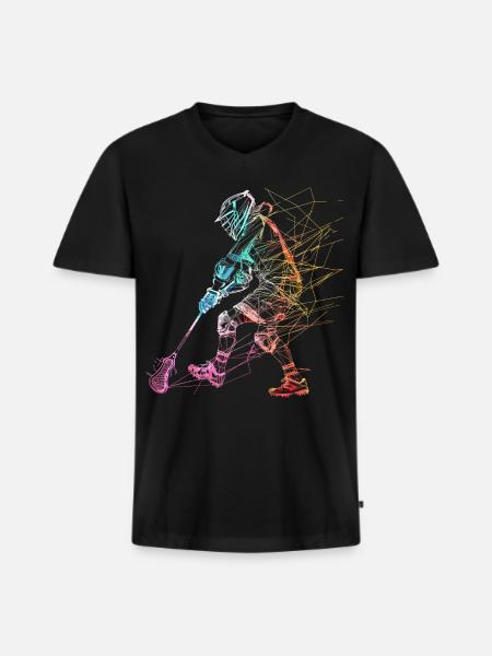Lacrosse Player Sketch - Men's Premium Organic T-shirt with V-neck - black