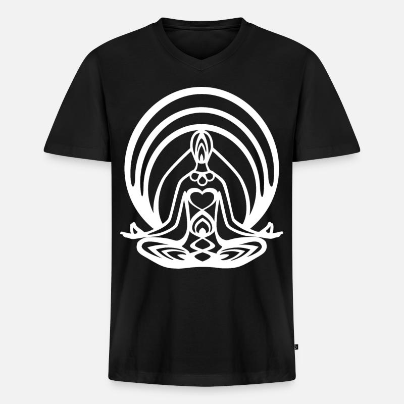Meditation Lotussitz Chakra - Männer Premium Bio T-Shirt mit V-Ausschnitt - Schwarz