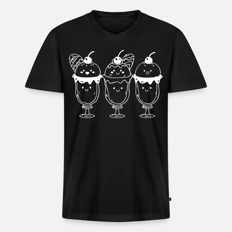 Eisbecher Comic Look - Männer Premium Bio T-Shirt mit V-Ausschnitt - Schwarz