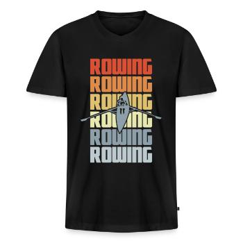 Vintage Rowing - Men's Premium Organic T-shirt with V-neck - black - Front - Nico (187cm)