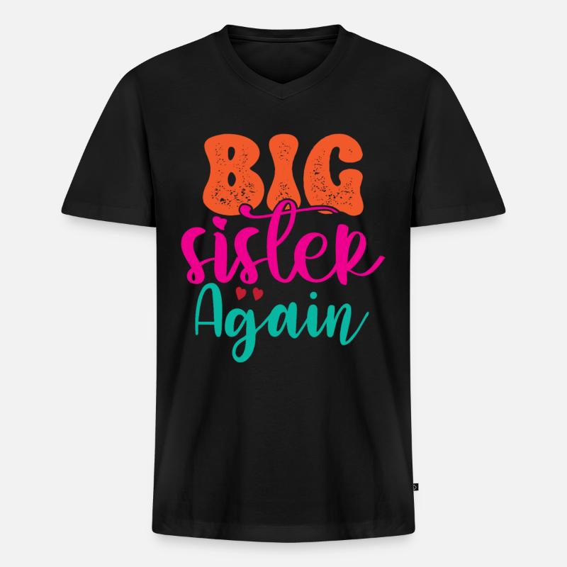 Große Schwester Geschenk Wieder Große Schwester - Männer Premium Bio T-Shirt mit V-Ausschnitt - Schwarz