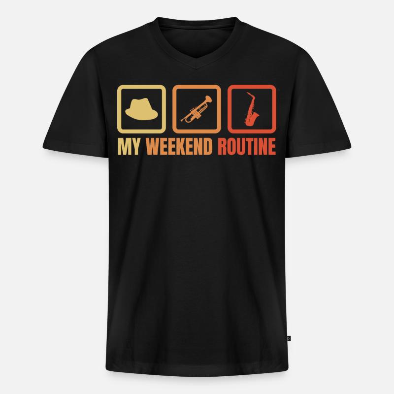 Trompeter Wochenendroutine - Männer Premium Bio T-Shirt mit V-Ausschnitt - Schwarz