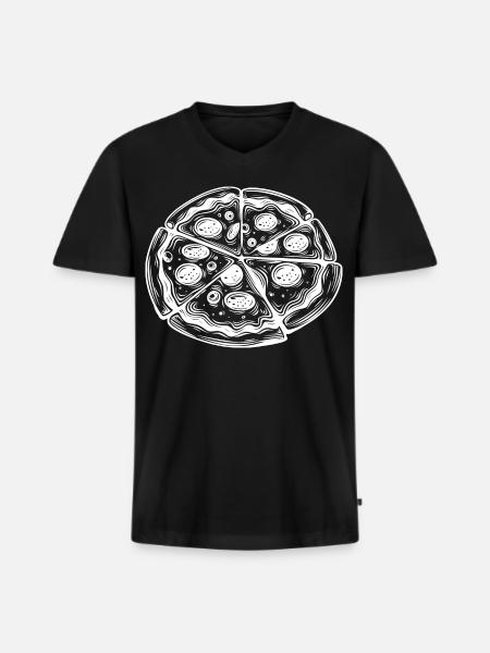 Pizza Drawing - Men's Premium Organic T-shirt with V-neck - black