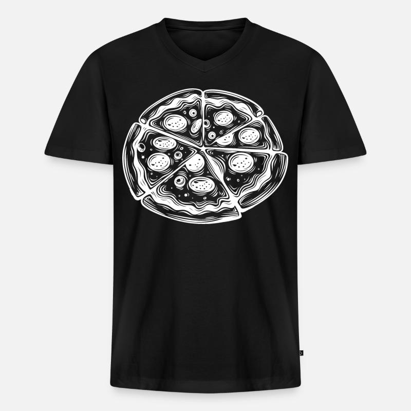 Pizza Zeichnung - Männer Premium Bio T-Shirt mit V-Ausschnitt - Schwarz