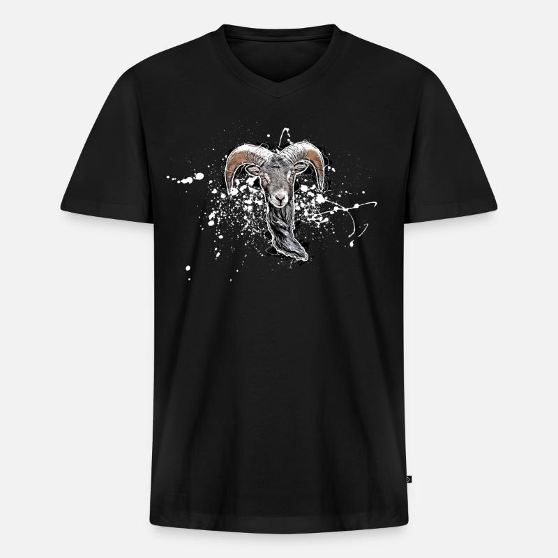 Ziegenbock - Männer Premium Bio T-Shirt mit V-Ausschnitt - Schwarz