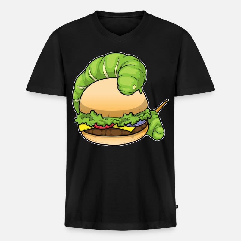 Raupe Burger - Männer Premium Bio T-Shirt mit V-Ausschnitt - Schwarz