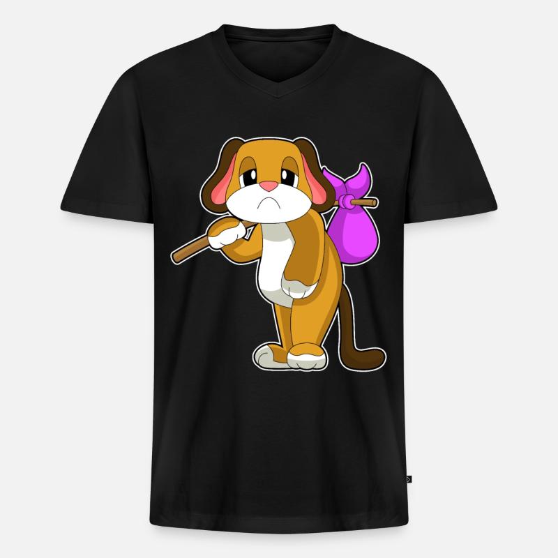 Hund Obdachlos - Männer Premium Bio T-Shirt mit V-Ausschnitt - Schwarz
