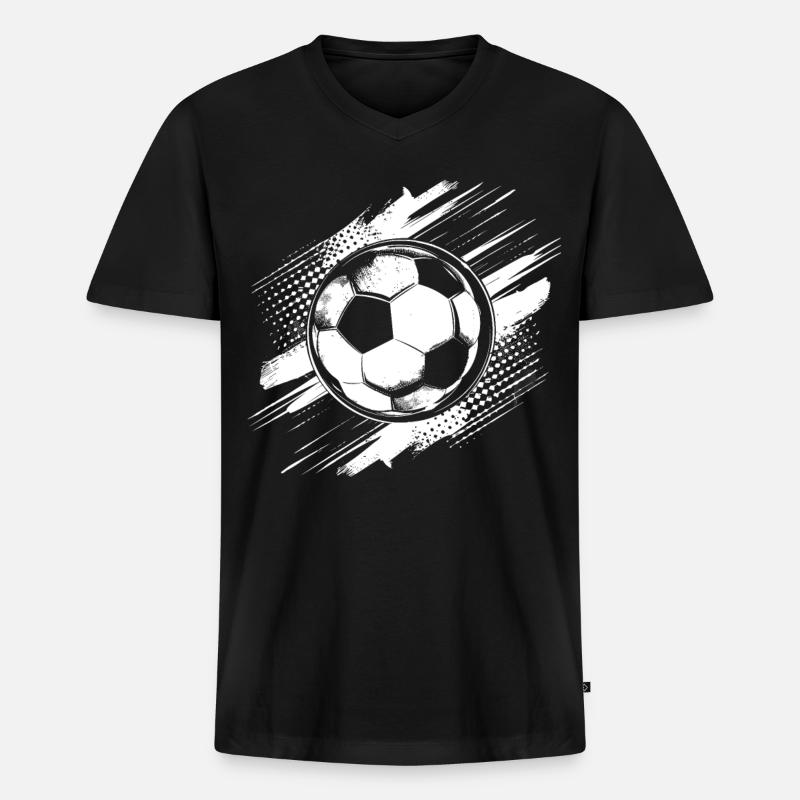 Fußball Grafik - Männer Premium Bio T-Shirt mit V-Ausschnitt - Schwarz