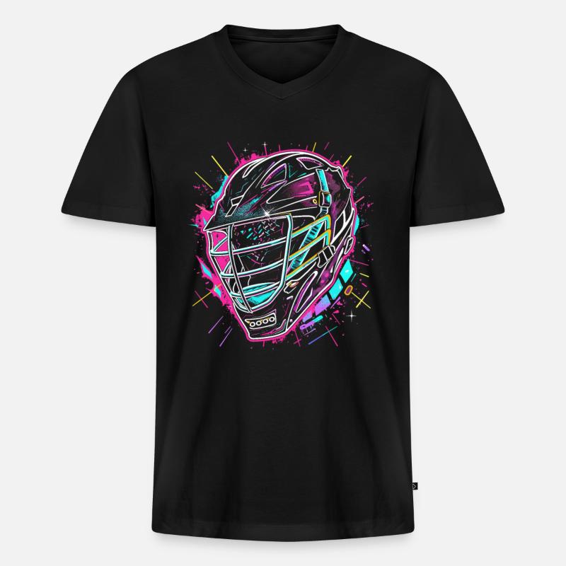 Lacrosse Helm Steamwave - Männer Premium Bio T-Shirt mit V-Ausschnitt - Schwarz