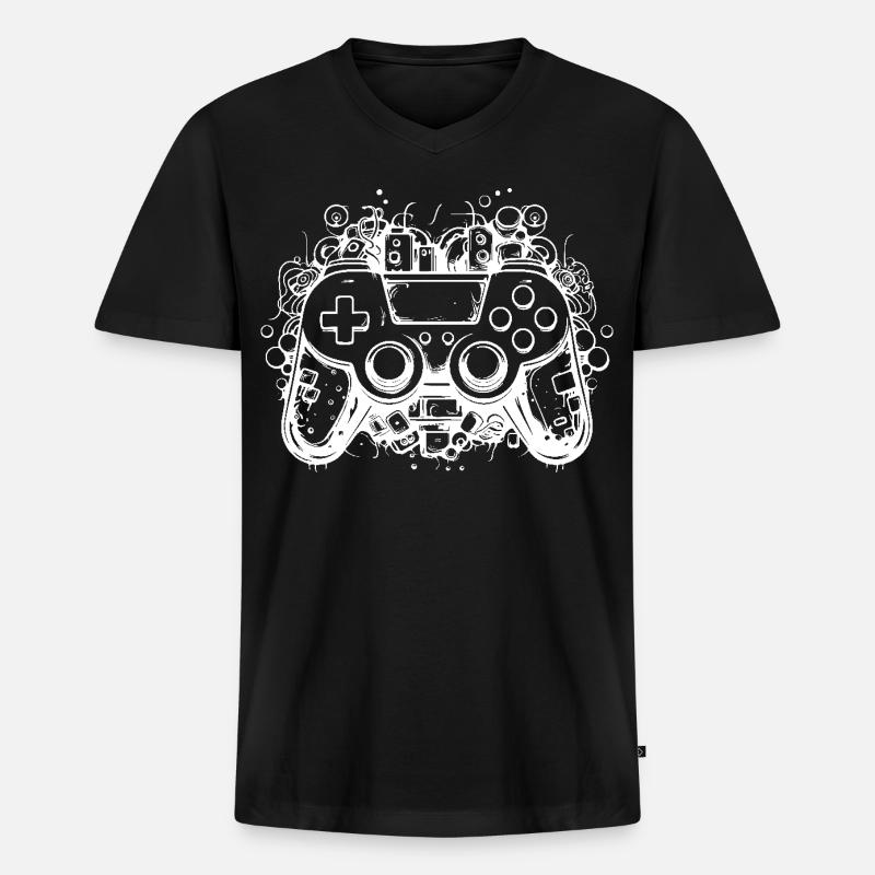 Spiel Controller - Männer Premium Bio T-Shirt mit V-Ausschnitt - Schwarz