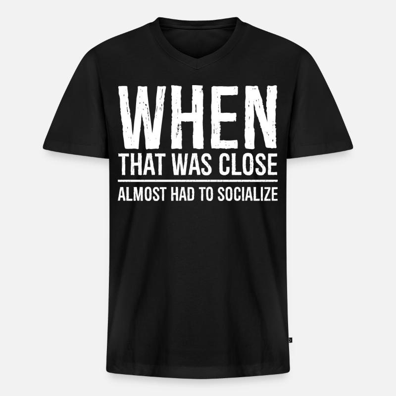 Als das knapp war - Männer Premium Bio T-Shirt mit V-Ausschnitt - Schwarz