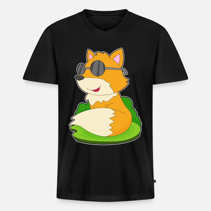 Fuchs Sonnenbrille - Männer Premium Bio T-Shirt mit V-Ausschnitt - Schwarz