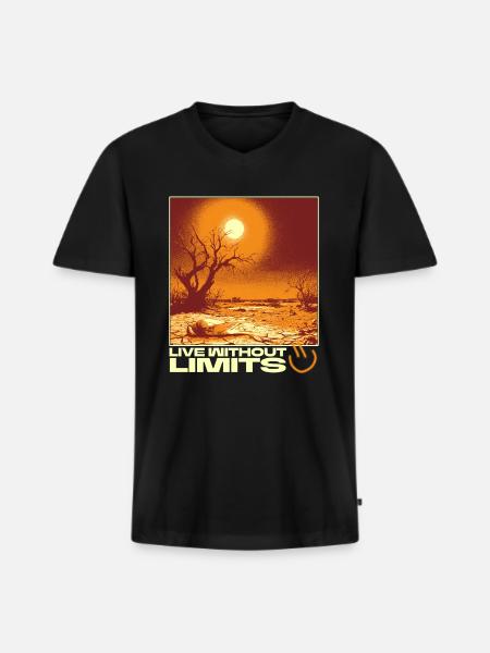Live Without Limits – Surreal Desert Scene - Men's Premium Organic T-shirt with V-neck - black