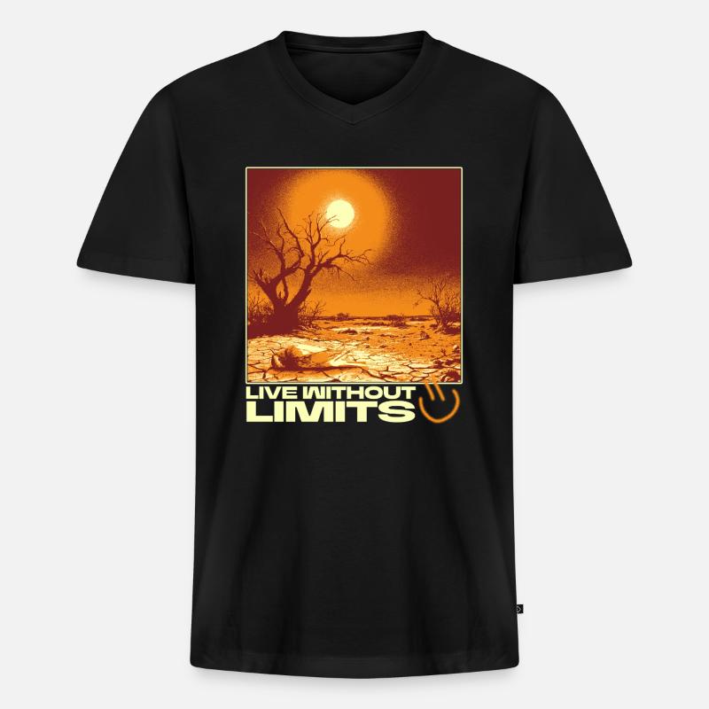 Live Without Limits – Surreal Desert Scene - Männer Premium Bio T-Shirt mit V-Ausschnitt - Schwarz