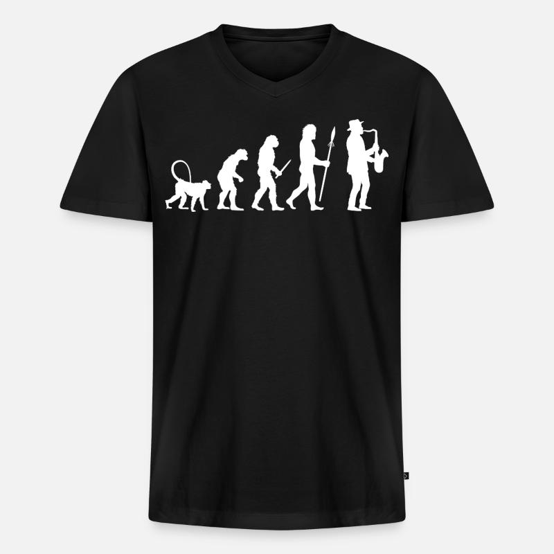 Evolution der Jazz Musik - Männer Premium Bio T-Shirt mit V-Ausschnitt - Schwarz