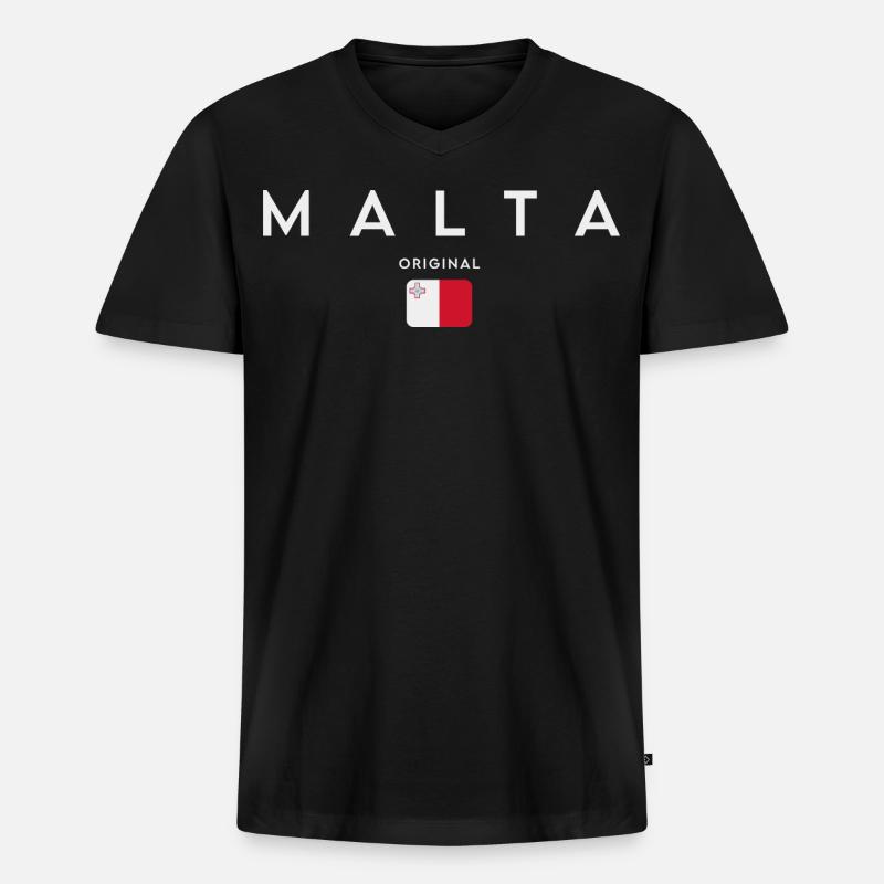 Flagge von Malta, maltesischer Stolz - Männer Premium Bio T-Shirt mit V-Ausschnitt - Schwarz