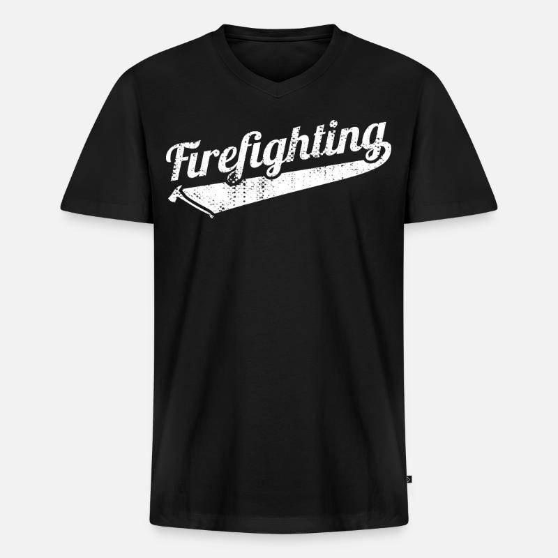 Brandbekämpfer - Männer Premium Bio T-Shirt mit V-Ausschnitt - Schwarz