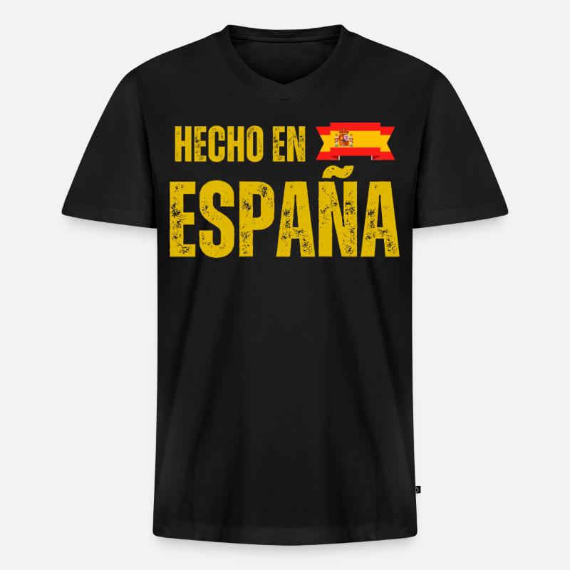 Made in Spain, spanischer Stolz - Männer Premium Bio T-Shirt mit V-Ausschnitt - Schwarz