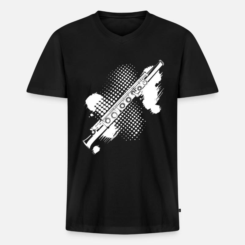 Flötenfleck - Männer Premium Bio T-Shirt mit V-Ausschnitt - Schwarz