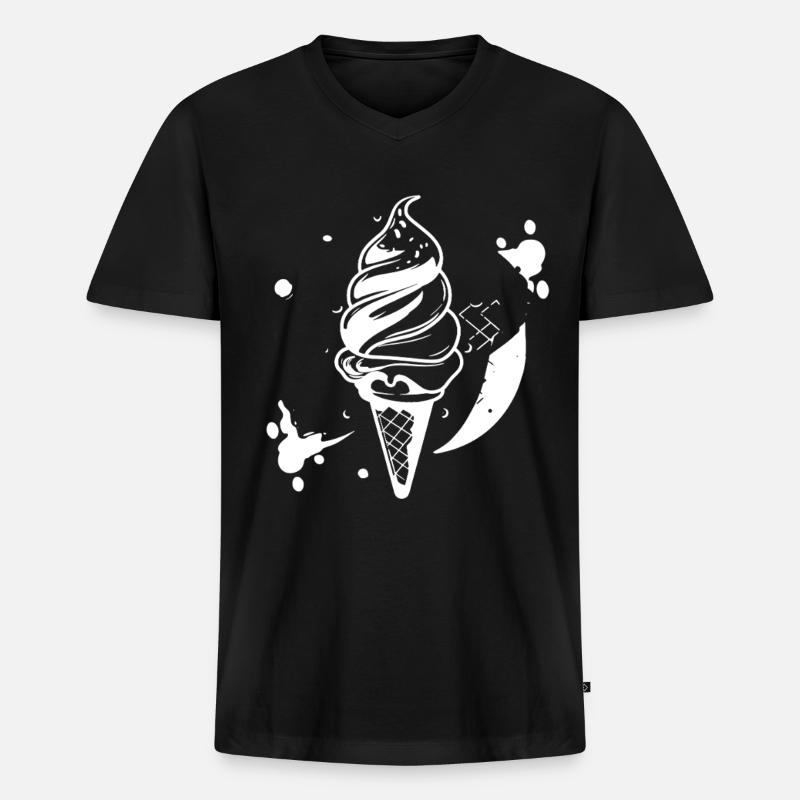Softeis Skizze - Männer Premium Bio T-Shirt mit V-Ausschnitt - Schwarz