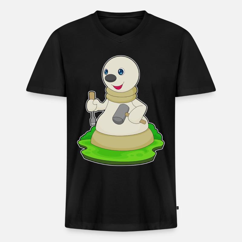 Schachfigur Bauer Schach - Männer Premium Bio T-Shirt mit V-Ausschnitt - Schwarz