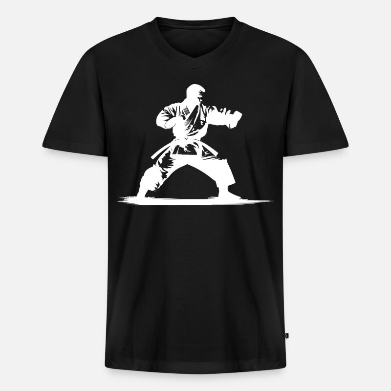 Karateka - Männer Premium Bio T-Shirt mit V-Ausschnitt - Schwarz