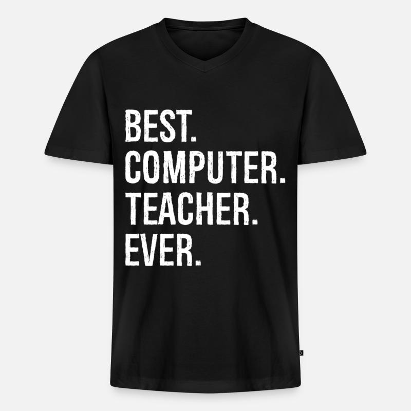 best computer teacher ever - Männer Premium Bio T-Shirt mit V-Ausschnitt - Schwarz