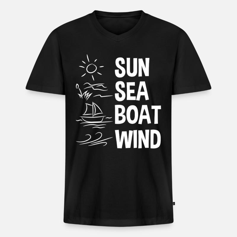 Sonne Meer Boot Wind - Männer Premium Bio T-Shirt mit V-Ausschnitt - Schwarz
