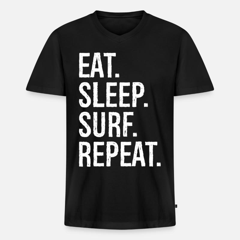 eat sleep surf repeat - Männer Premium Bio T-Shirt mit V-Ausschnitt - Schwarz