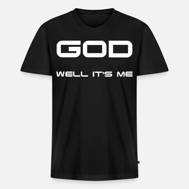 Gott bin ich! - Männer Premium Bio T-Shirt mit V-Ausschnitt - Schwarz
