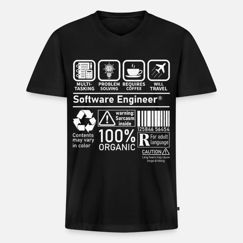 software engineer multi tasking problem solving - Men's Premium Organic T-shirt with V-neck - black