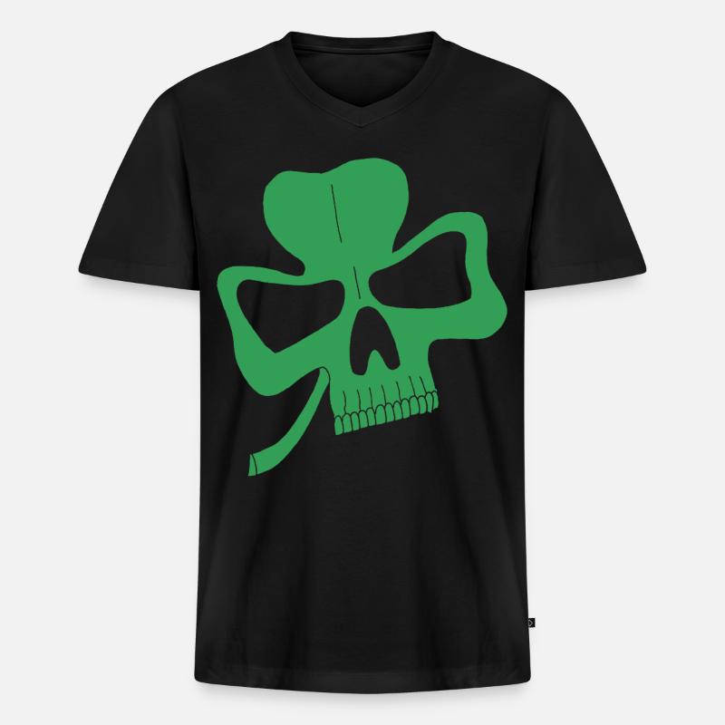 Klee-Schädel - Männer Premium Bio T-Shirt mit V-Ausschnitt - Schwarz