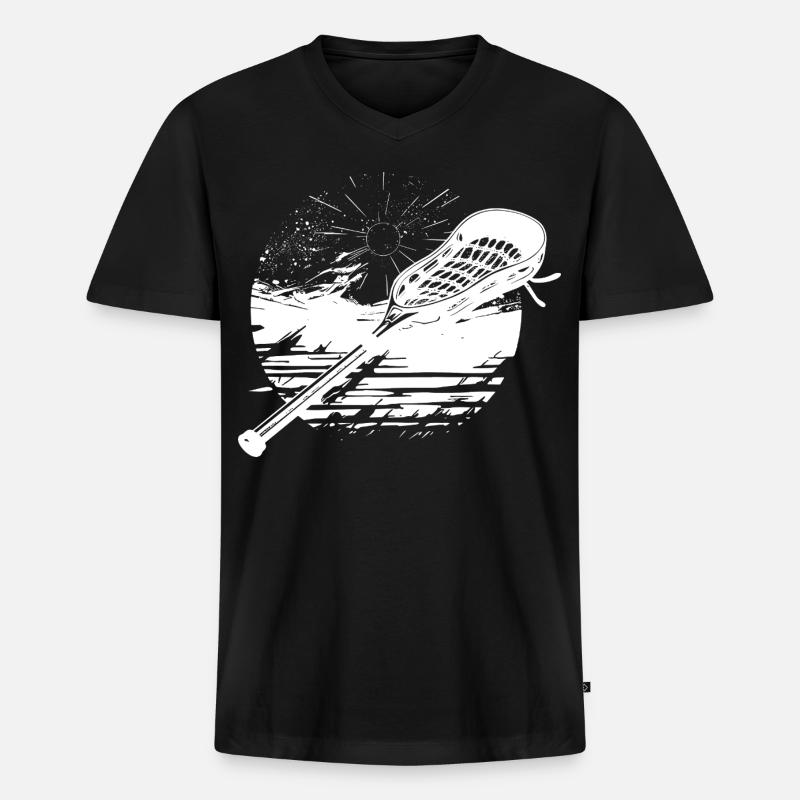 Lacrosse Schläger Grafik - Männer Premium Bio T-Shirt mit V-Ausschnitt - Schwarz