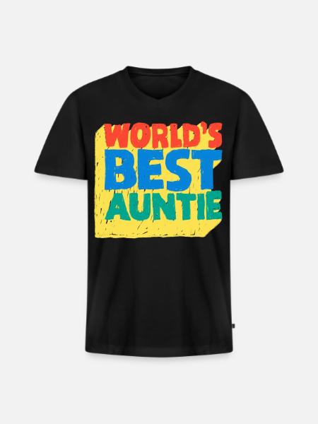 World's Best Auntie Pop Design - Men's Premium Organic T-shirt with V-neck - black