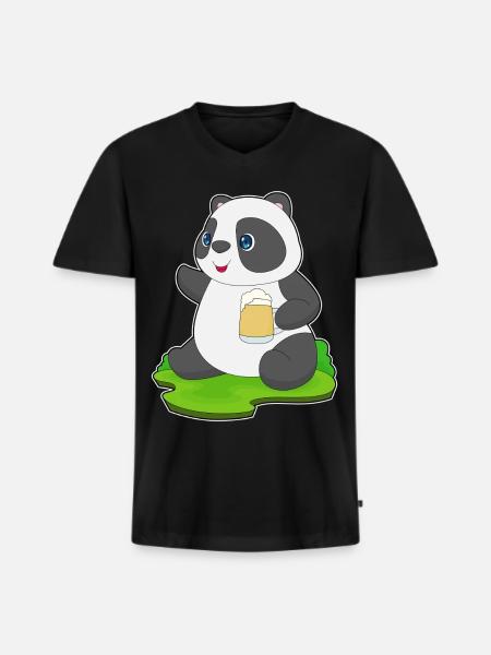 Bière Panda - T-shirt encolure en V Premium bio Homme - noir